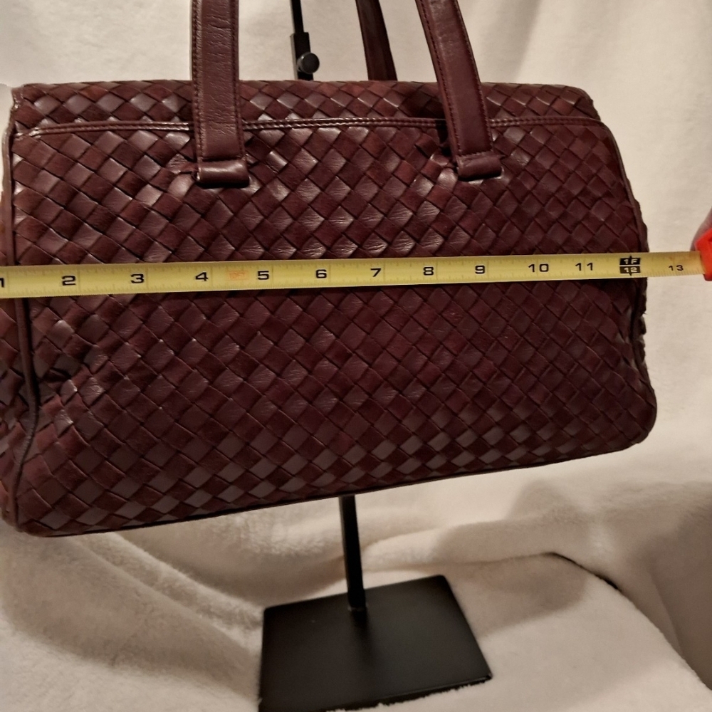 Bally Burgundy Woven Leather Satchel - Picture 10 of 11